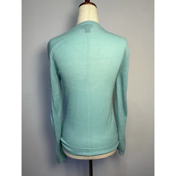 J. Crew Collection Italian Cashmere Teal Sweater Small Long Sleeve Pullover - Picture 2 of 10